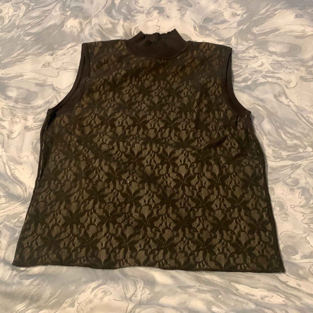 Norton Mcnaughton Green Lace Tank Top